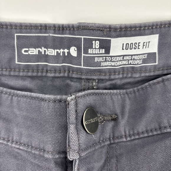 Carhartt Work Pants Women's 18 Regular Rugged Flex Loose Fit Canvas Dark Gray - Picture 5 of 8